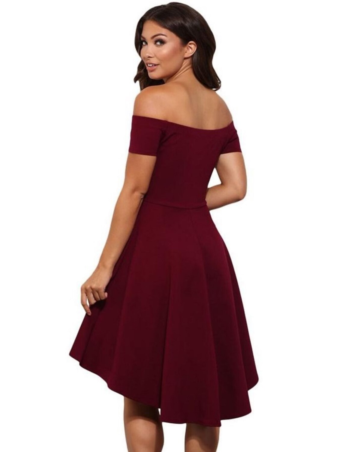 A-Line Cocktail Dresses Cute Dress Homecoming Graduation Short / Mini Short Sleeve Off Shoulder Stretch Satin with Pure Color