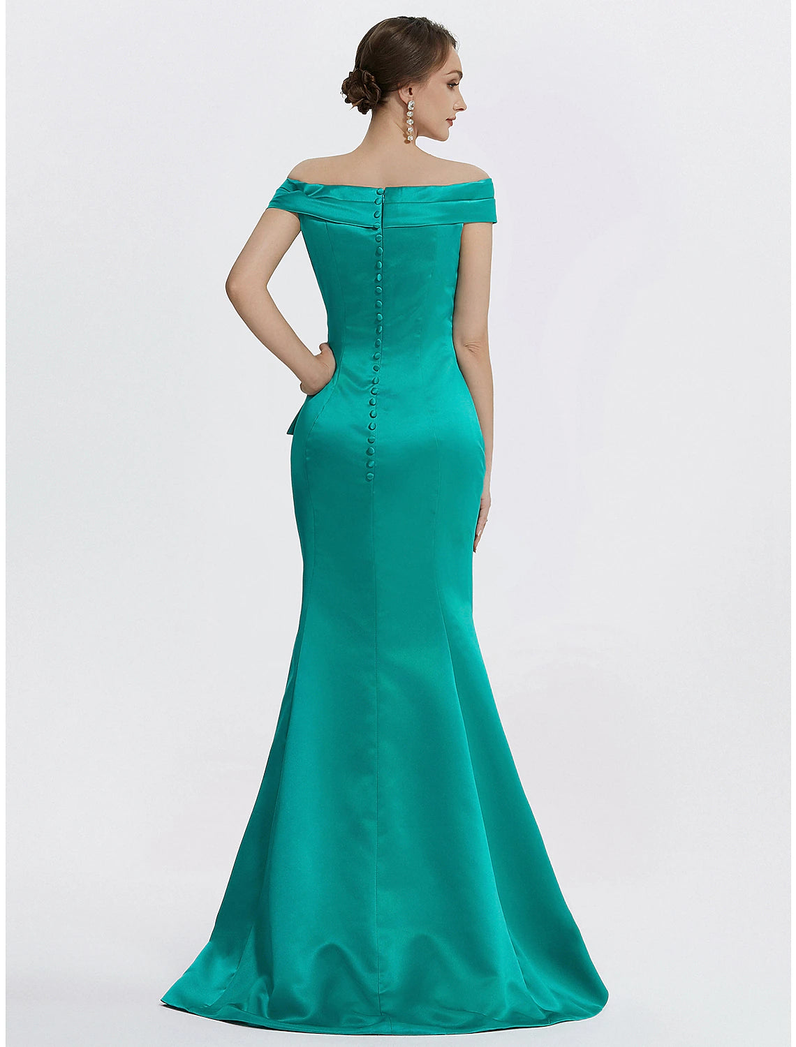 Sheath / Column Evening Gown Elegant Dress Formal Floor Length Sleeveless Off Shoulder Satin with Ruffles