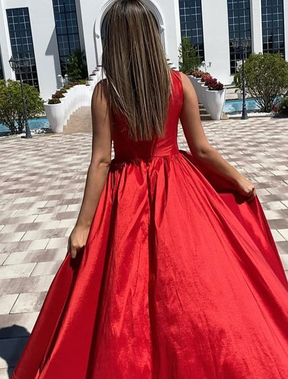 A-Line Sexy High Split Prom Formal Evening Dress One Shoulder Sleeveless Floor Length Charmeuse with Ruched Slit